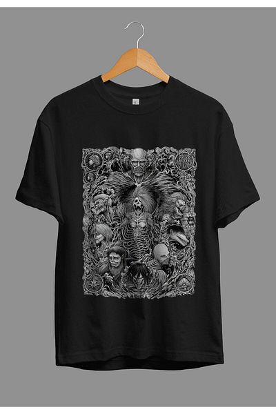 FULL TOLERANCE Tricou oversize Attack On Titan Illustration Anime Character Printed Design