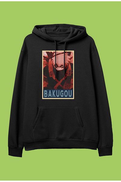 FULL TOLERANCE Hanorac cu glugă oversize My Hero Academia Katsuki Bakugo cu imprimeu cu personaje anime
