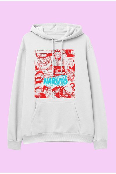 FULL TOLERANCE Hanorac cu glugă cu glugă, cu design de personaje Naruto Anime supradimensionat