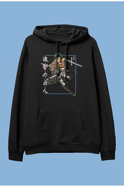 FULL TOLERANCE Oversize Attack On Titan Levi Ackerman Anime Character Printed Hanorac cu glugă