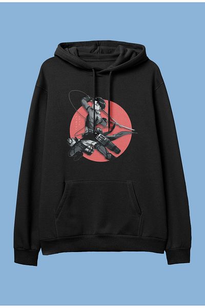FULL TOLERANCE Oversize Attack On Titan Levi Ackerman Anime Character Printed Hanorac cu glugă
