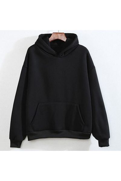 FULL TOLERANCE Hanorac negru oversize pentru femei
