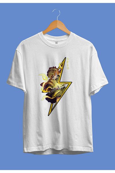 FULL TOLERANCE Oversize Demon Slayer Zenitsu (φλας) Μπλουζάκι Anime Προσαρμοσμένου Σχεδιασμού
