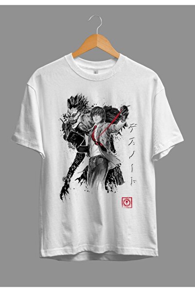 FULL TOLERANCE Tricou oversize Death Note Kira (light Yagami) și Ryuk Anime C...