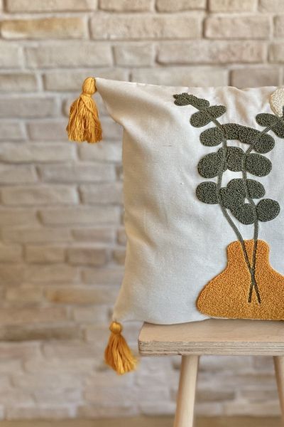 SWITA Punch Embroidered Single Decorative Special Design Throw Pillow Cover (panch)