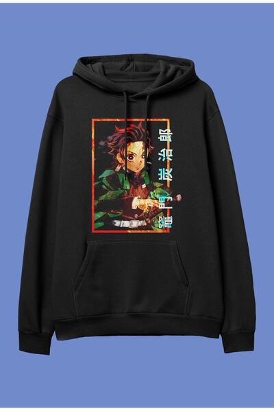FULL TOLERANCE Hanorac cu glugă Oversieze Demon Slayer Tanjiro cu design spec...