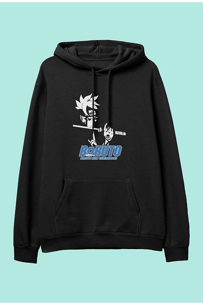 FULL TOLERANCE Hanorac cu glugă cu glugă cu imprimeu Boruto Anime oversize