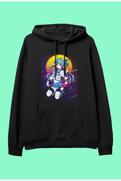 FULL TOLERANCE Oversize Sword Art Online Anime Character Printed Hooded Sweatshirt Hoodie