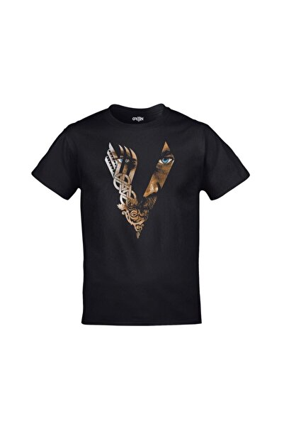 FULL TOLERANCE Unisex Siyah Vikings Ragnar Lothbrok Baskılı Tshirt