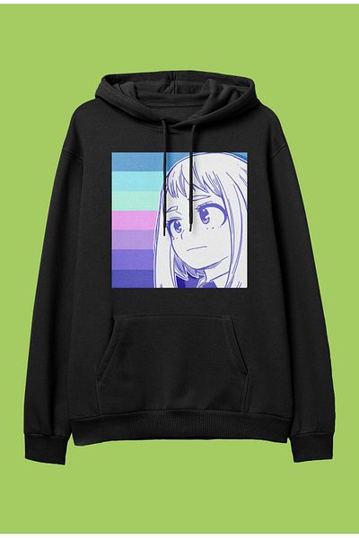 FULL TOLERANCE Hanorac cu glugă oversize My Hero Academia Ochako Uraraka cu imprimeu cu personaje anime