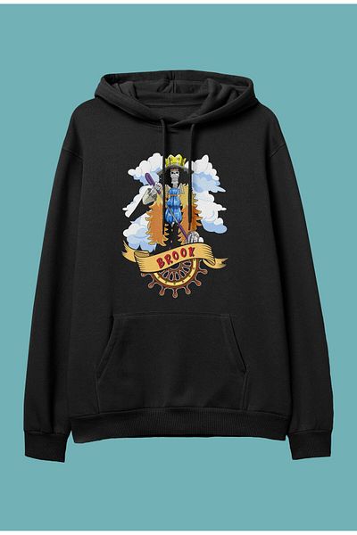 FULL TOLERANCE One Piece Brook Anime Character Printed - Hanorac cu glugă cu design special
