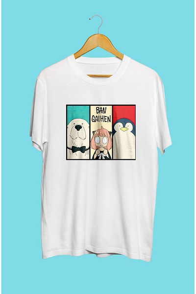 FULL TOLERANCE Tricou cu design special imprimat cu personaje de anime Spy X Family Anya Forger (câine și pinguin).