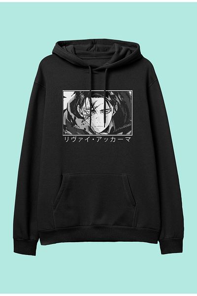 FULL TOLERANCE Oversize Attack On Titan Levi Ackerman Anime Design Printed Hanorac cu glugă