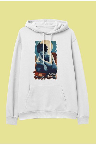 FULL TOLERANCE Oversize Death Note L Anime Character Printed Design Special Hanorac cu glugă