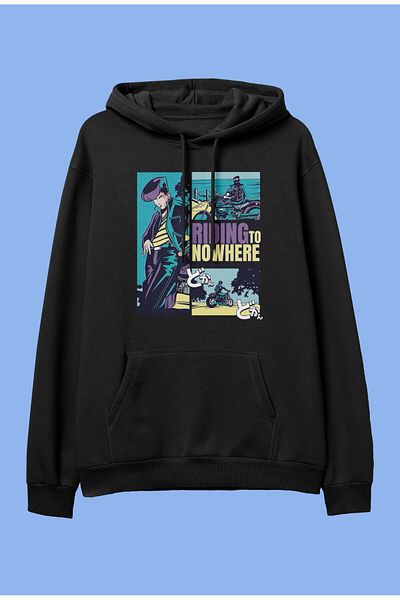 FULL TOLERANCE Hanorac cu glugă cu glugă imprimat cu design de caractere anime manga supradimensionate
