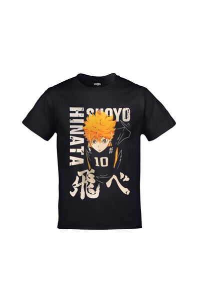 FULL TOLERANCE تيشيرت أسود مطبوع من الأمام والخلف من Haikyuu Hinata Shoyo Gre...
