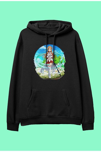 FULL TOLERANCE Oversize Sword Art Online Yuuki Asuna Anime Character Printed Hanorac cu glugă