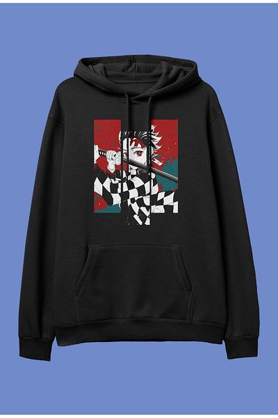 FULL TOLERANCE Hanorac cu glugă cu glugă, cu design special Demon Slayer Tanjiro