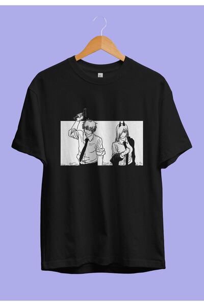 FULL TOLERANCE Oversize Chainsaw Man Denji Ve Power Özel Tasarım Anime Tişört