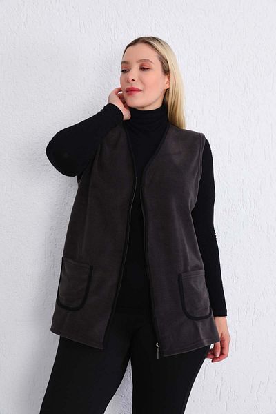 Kardelen Butik Ümraniye Anthracite Smoked Fleece Vest - Mother