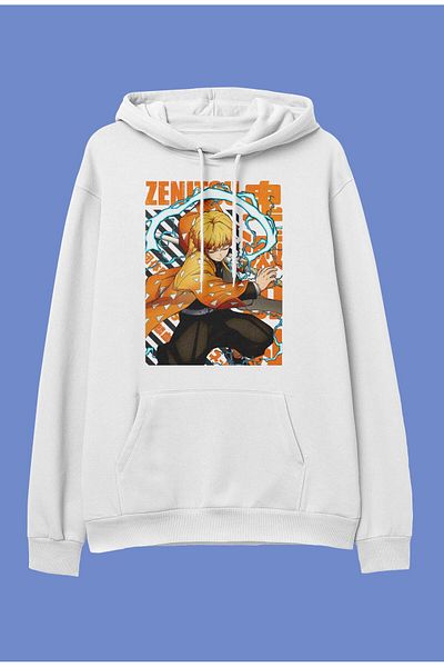 FULL TOLERANCE Hanorac cu glugă Oversieze Demon Slayer Zenitsu Design personalizat Anime