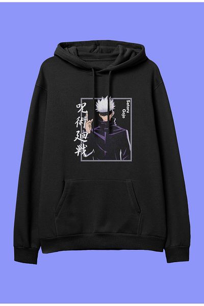 FULL TOLERANCE Oversize Jujutsu Kaisen Satoru Gojo Personaj de anime cu design imprimat Hanorac cu glugă