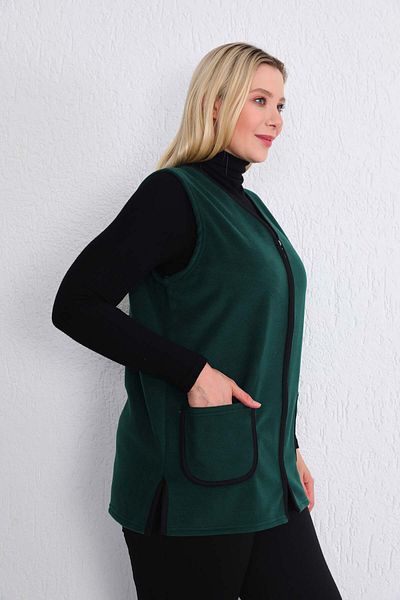 Kardelen Butik Ümraniye Winter Fleece Vest Emerald Green