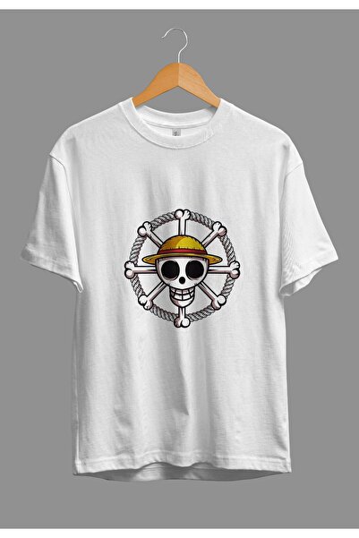 FULL TOLERANCE Prevelika jednodijelna majica sa slamnatim šeširom i anime pri...