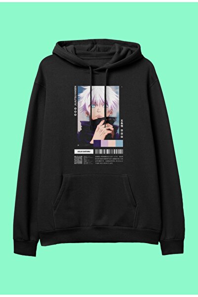 FULL TOLERANCE Oversize Jujutsu Kaisen Satoru Gojo Anime Karakter Baskılı Tasarım Kapüşonlu Sweatshirt Hoodie