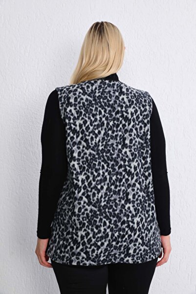 Kardelen Butik Ümraniye Siyah Gri Leopar Polar Yelek