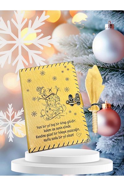 zarif atölye New Year Christmas Gift Happy Year 2024 Leather Notebook