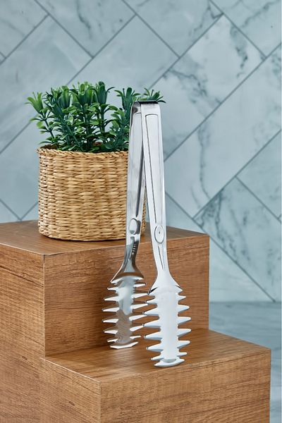 Cooker Luxury Silver Stainless Steel Fireproof, Service Tongs