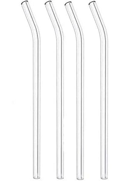 Hombak Glass Straw, 4-Piece Curved Glass Straw