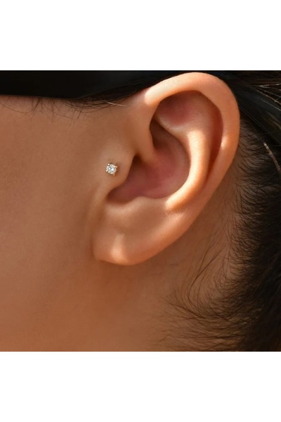 Heppii 3 MM Tektaş Cerrahi Çelik Piercing Tragus Helix Kıkırdak Conch Gold Re...