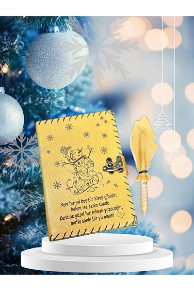 zarif atölye New Year Christmas Gift Happy Year 2024 Leather Notebook