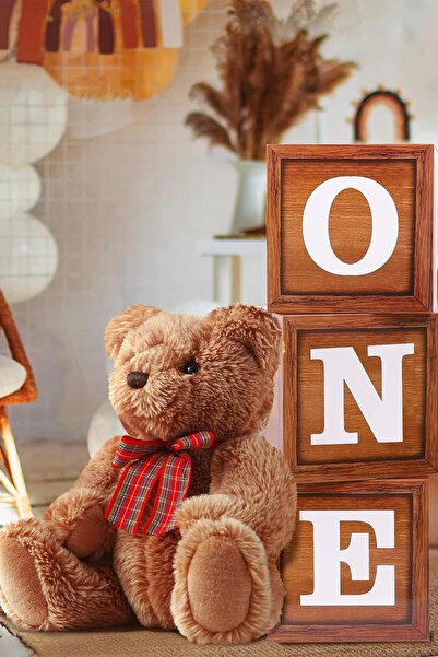 Patladı Gitti One Yazılı Ahşap Görünümlü Dekoratif Kutu Doğum Günü Konsepti