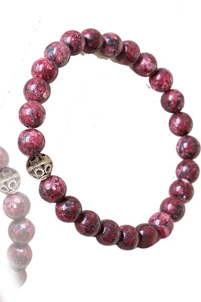 Tesbih Atölyesi Certified Red Quartz Stone Bracelet - With Silver Device