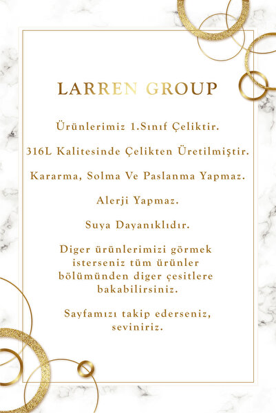 Larren Group Yüksek Kalite Kararmaz Gold Çelik Kar Tanesi Figürlü Dönen Model Zirkon Taşlı Kolye