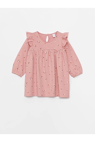 LC Waikiki LCW baby Bisiklet Yaka Desenli Kız Bebek Elbise