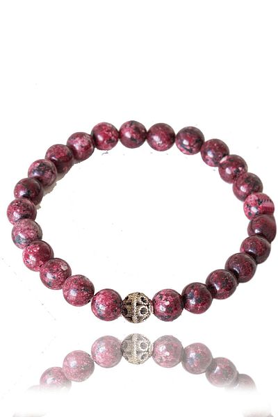 Tesbih Atölyesi Certified Red Quartz Stone Bracelet - With Silver Device