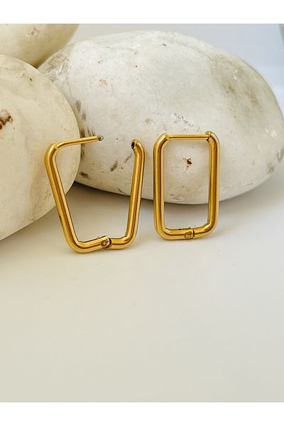 KOALA COMPANY STEEL GOLD COLOR RECTANGULAR EARRINGS 2 CM