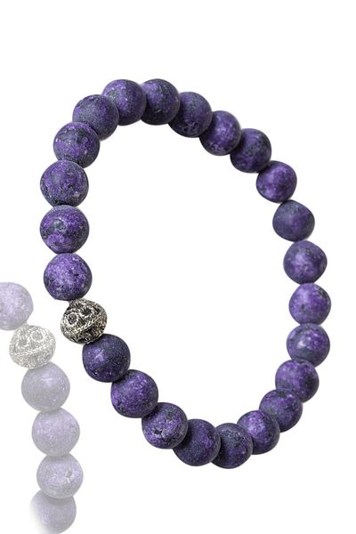 Tesbih Atölyesi Certified Raw Unprocessed Charoite Stone Bracelet - Dark Color