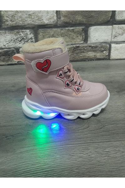 Bukond Children's Boots with Fur Inside, Anti-Slip Rubber Sole, Waterproof and Luminous