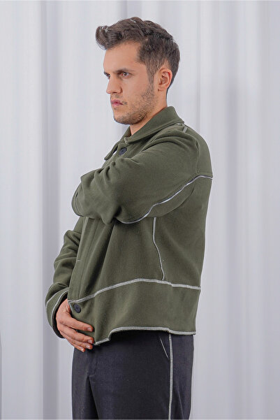 LoFiBuy Unisex Oversize Arka Fermuar Detaylı Kısa Kaşe Ceket – Pocket