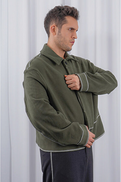 LoFiBuy Unisex Oversize Arka Fermuar Detaylı Kısa Kaşe Ceket – Pocket