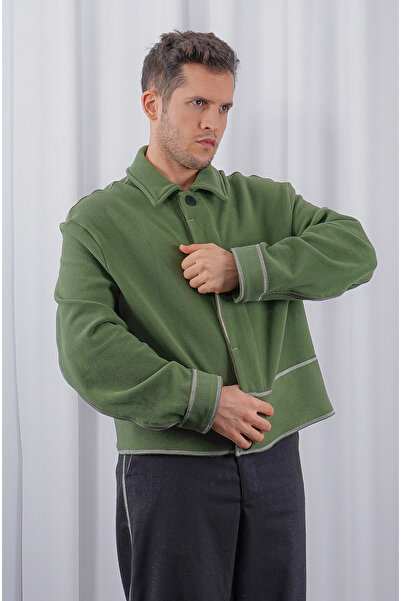 LoFiBuy Unisex Oversize Arka Fermuar Detaylı Kısa Kaşe Ceket – Pocket