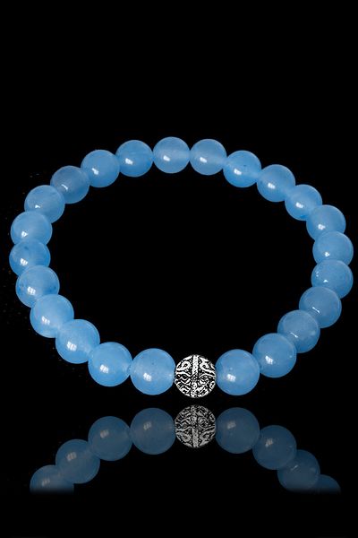Tesbih Atölyesi Blue Agate Stone Bracelet - Silver Apparatus, Certified