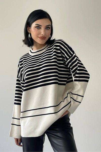Secret Passion Lingerie Noul sezon Tricotaj pentru damă, țesătură, decolteu, cu model în dungi, pulover supradimensionat 198