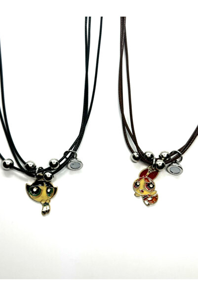 facnspt Powerpuff Girls Mıknatıslı Couple Kolye