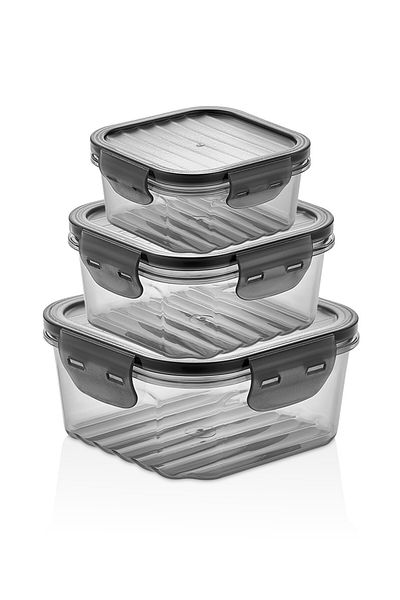 Şahane Pazar Microwaveable Storage Set of 3 with Leakproof Lock Mechanism FMA018600